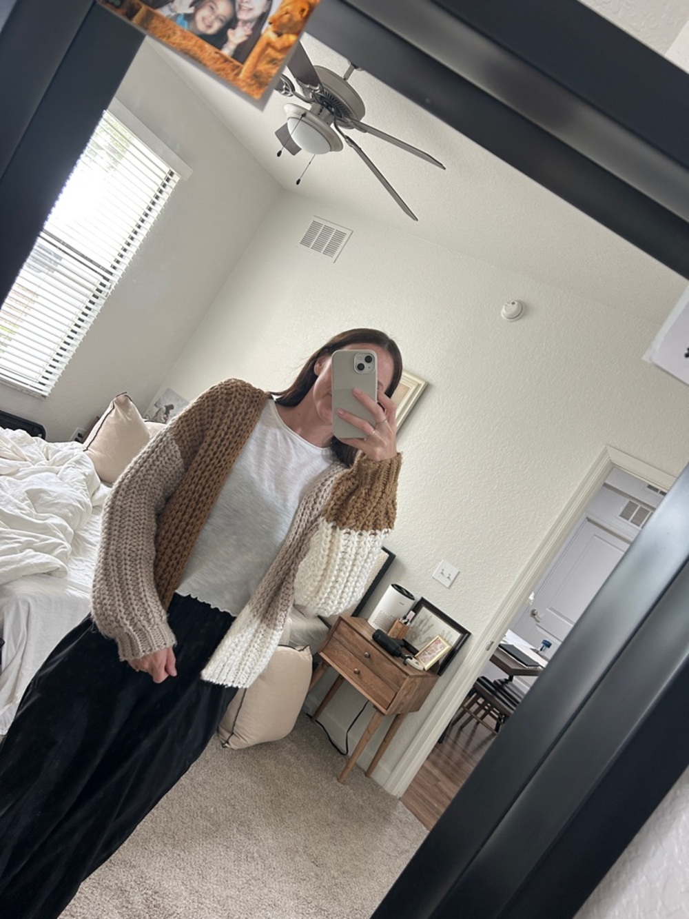 Wild fable Chunky Colorblock Cardigan - Cream, Beige & Brown